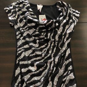Black and silver sequin Top